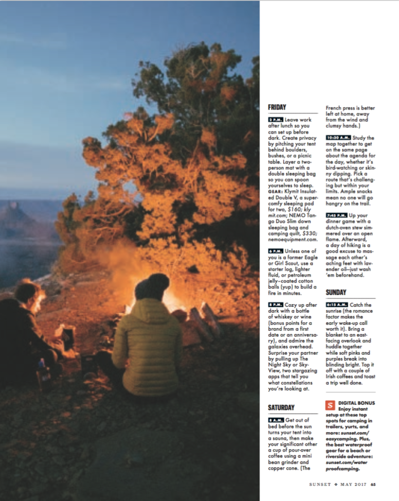 Tents for two, couples camping, romantic camping, Sunset magazine, Serena Renner 