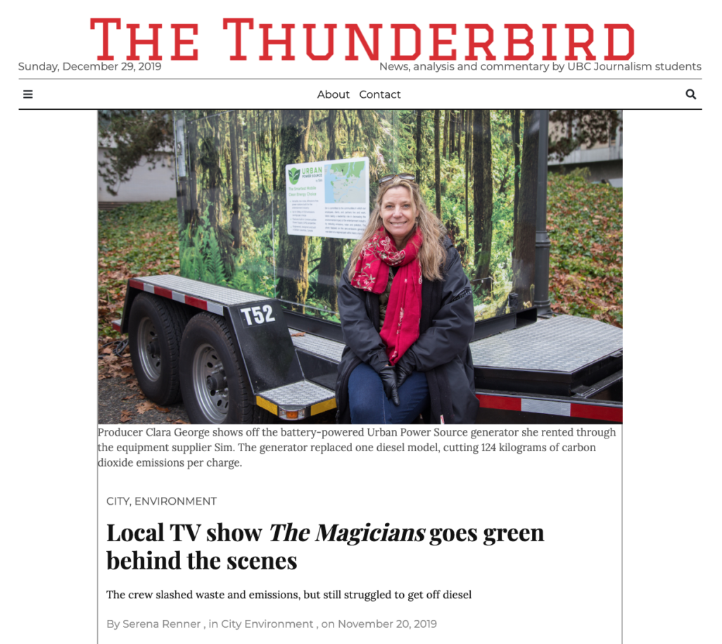 Clara George, The Magicians, Serena Renner, The Thunderbird, Vancouver film industry